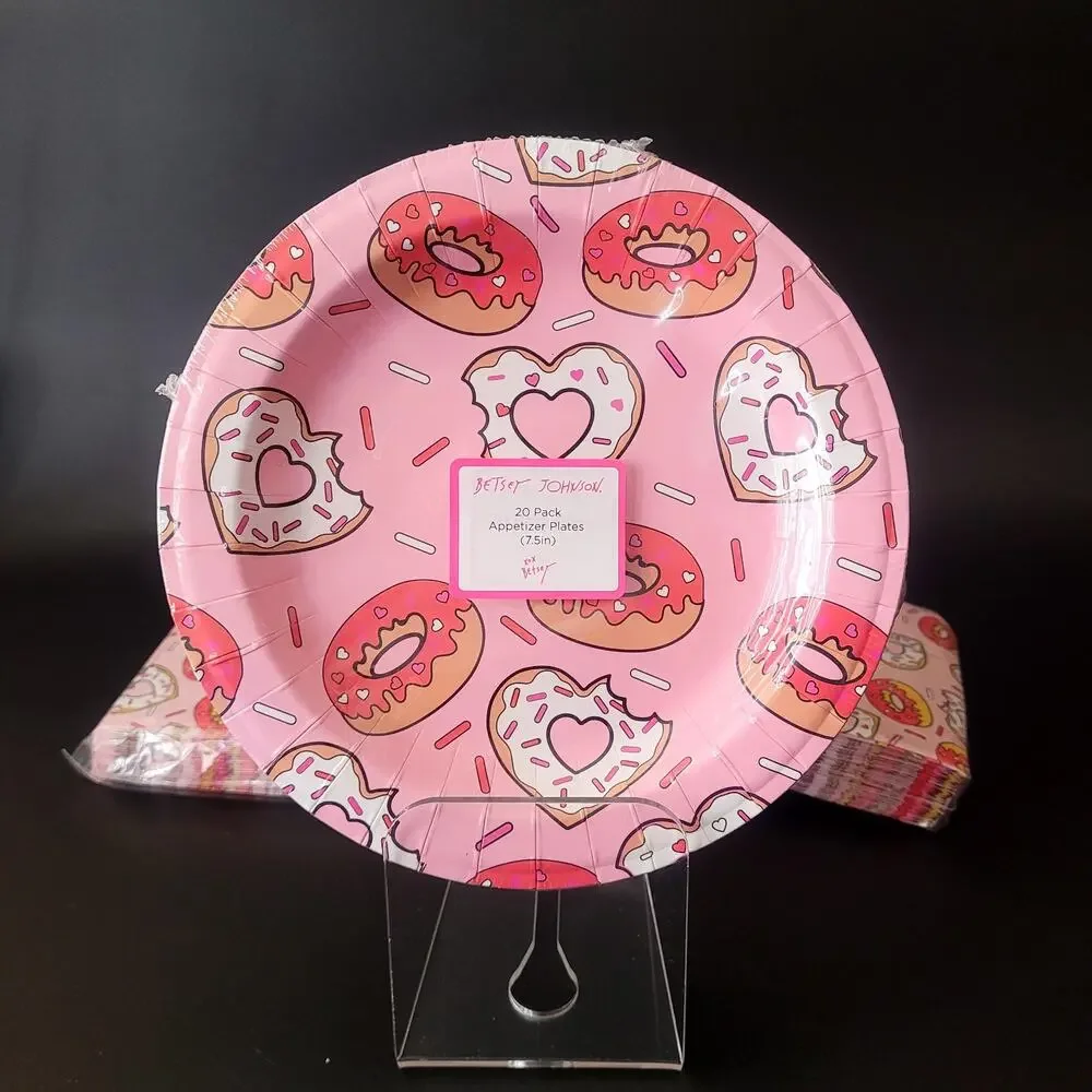Betsey Johnson Donuts Hearts Sprinkles Appetizer Plates Cocktail Napkins Lot Set